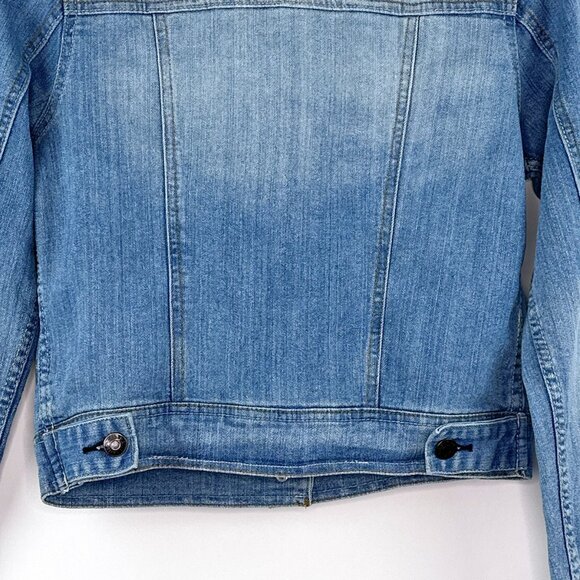 Celebrity Pink Jeans Cropped Denim Jacket Light Wash Distressed Jacket Size S - Picture 10 of 15